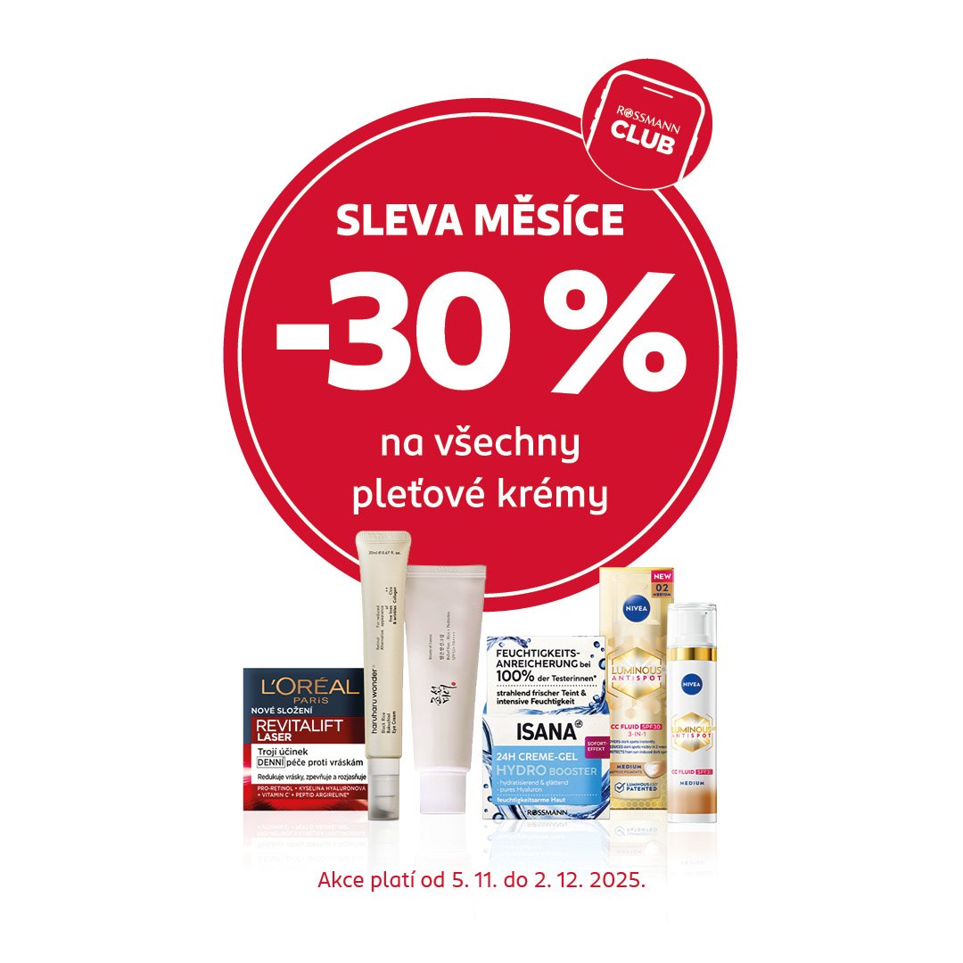 Sleva 30 % na pleťové krémy pro členy Rossmann CLUBu