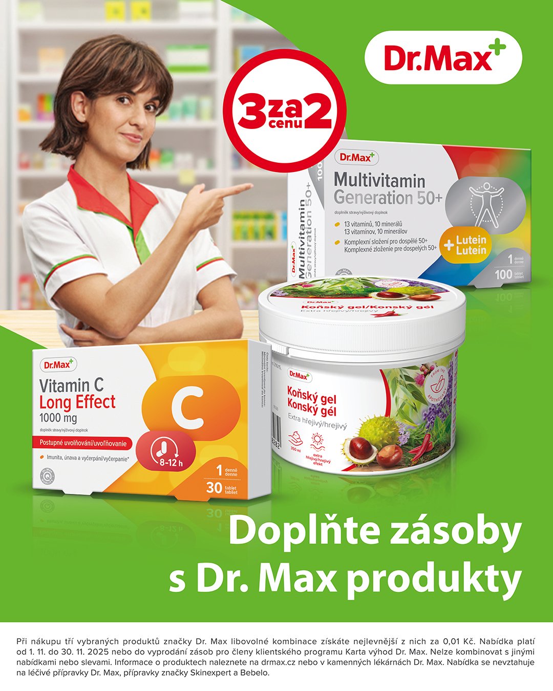 Akce 3 za 2 v lékárnách Dr. Max