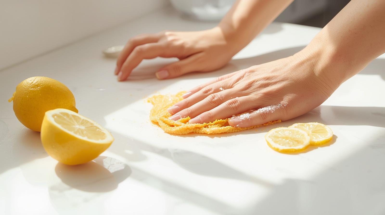 Čistění kuchyňské desky pomocí přírodních prostředků