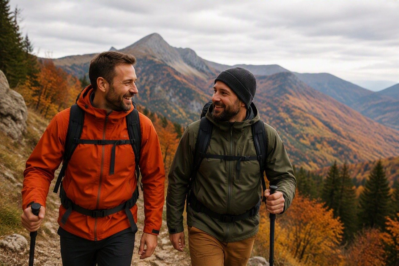 Dva turisté na podzimní horské túře