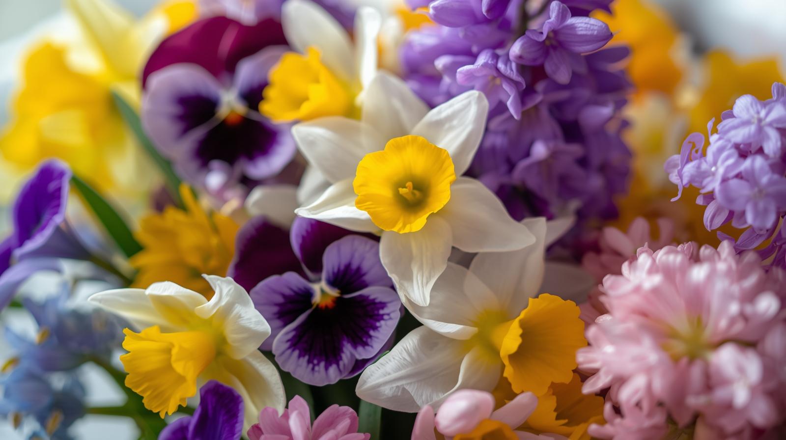 Macešky, narcisy a hyacinty