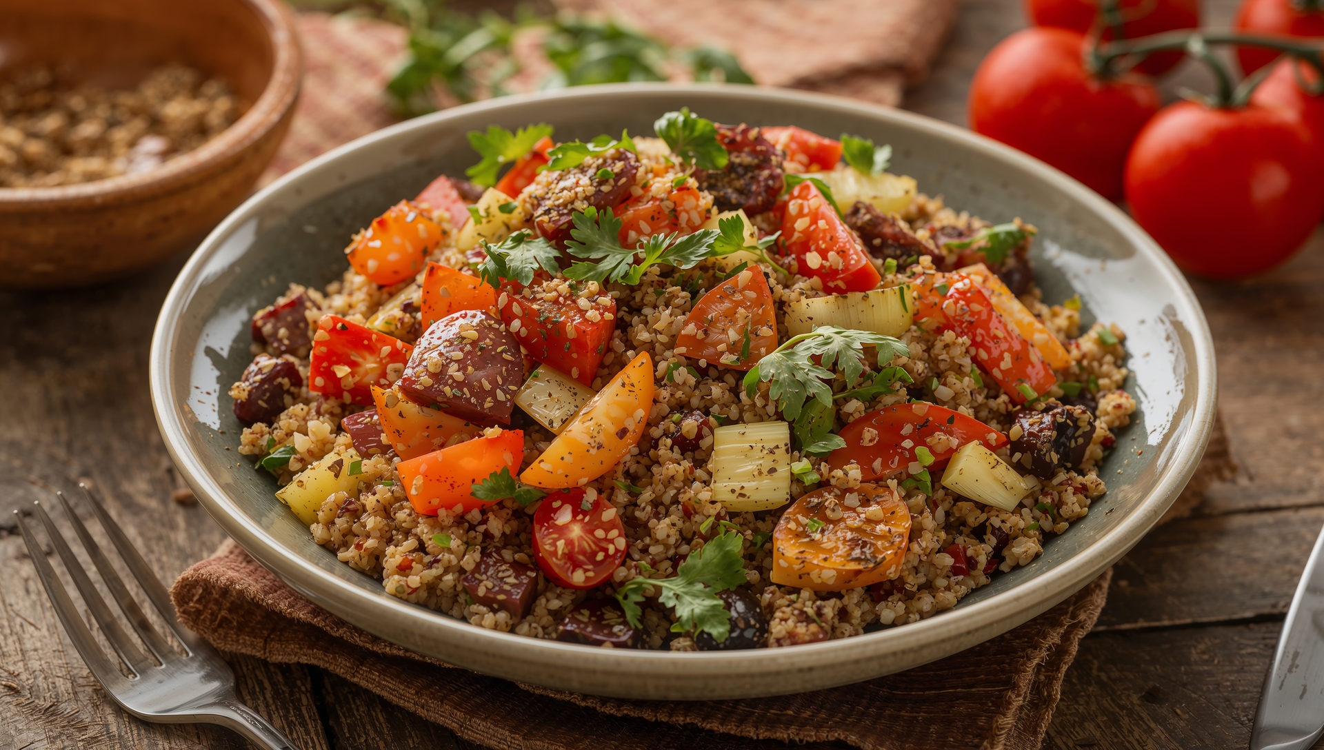 Quinoový salát s čerstvou zeleninou a bylinkami