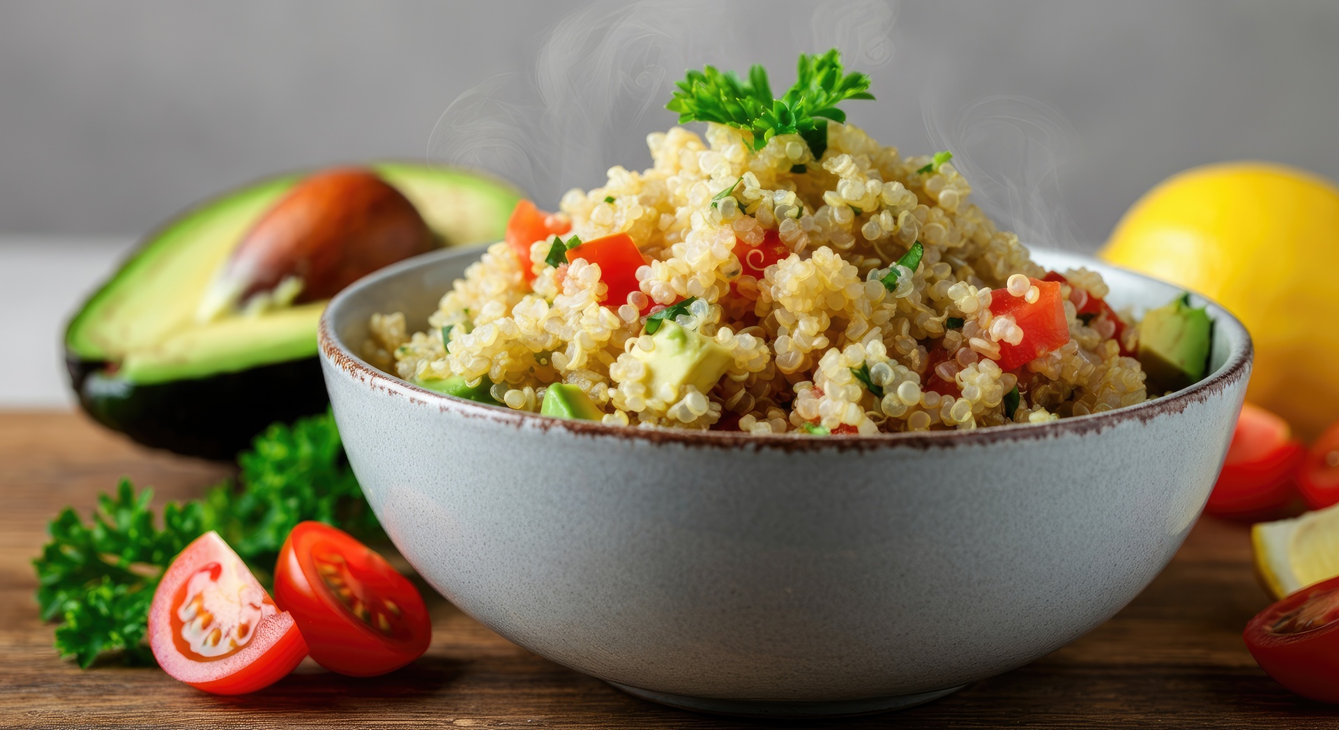 Zdravý quinoový salát s avokádem a rajčaty