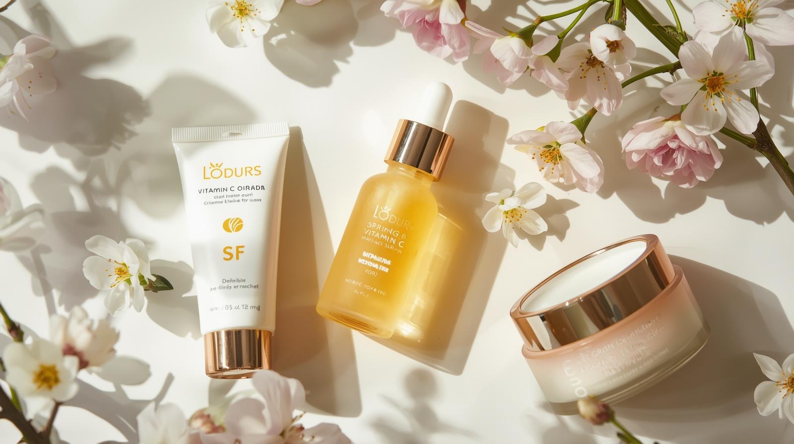 Produkty do pielęgnacji skóry – krem SPF, serum z witaminą C i krem nawilżający