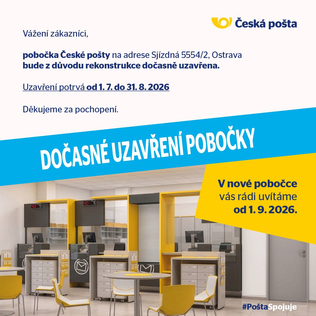 Dočasné uzavření pobočky České pošty